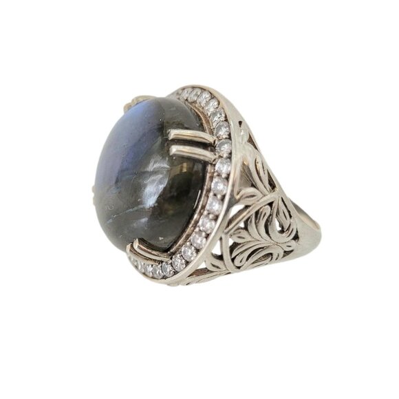 Nicky Butler Size 12 Labradorite Gem Round Statement Ring .925 Sterling Silver - Picture 2 of 7